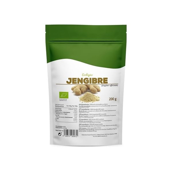 Gingembre en poudre 200 g bio | INKANAT | 100 % naturel et pur | arôme intense et propriétés digestives