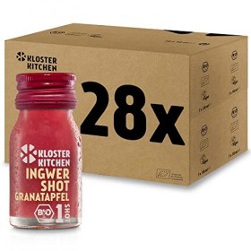 Kloster Kitchen Bio Gingembre Shot Grenade 1SHOT 28 x 30 ml avec des morceaux de gingembre | Shot de gingembre végétalien en 