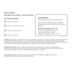 Natural Thrive Poudre dextrait de gingembre noir thaïlandais bio – Améliorateur culinaire et bien-être pur et puissant – Qua