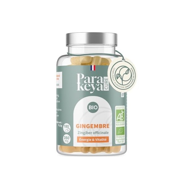 Parakeya - Gingembre|Energie & Vitalité bio | Complément alimentaire |180 Gélules
