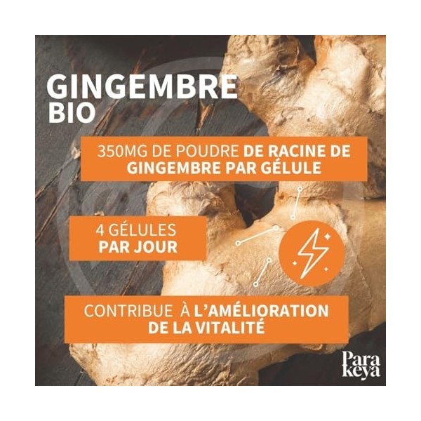 Parakeya - Gingembre|Energie & Vitalité bio | Complément alimentaire |180 Gélules