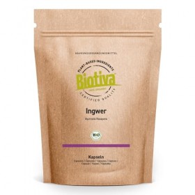 Zingiber Officinale Lot de 180 gélules bio au gingembre | 400 mg par capsule | Zingiber Officinale | Garanti sans additifs | 
