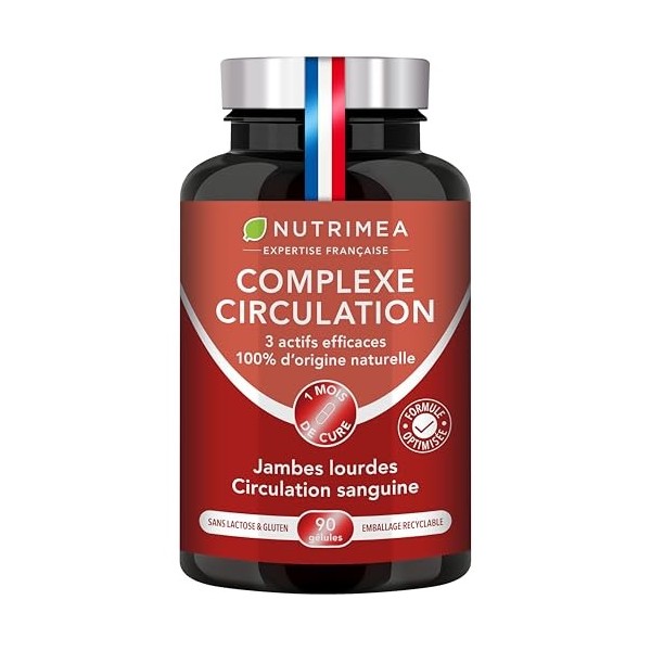 Circulation Sanguine Jambes - Drainage Lymphatique - Vigne Rouge, Marron d’Inde et Hamamelis - Contre Jambes Lourdes - 100% N