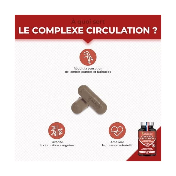 Circulation Sanguine Jambes - Drainage Lymphatique - Vigne Rouge, Marron d’Inde et Hamamelis - Contre Jambes Lourdes - 100% N