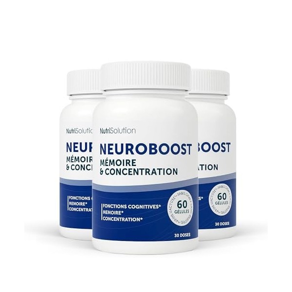 Neuro Boost par Nutrisolution - Boost Cognitif & Énergie, Vitamines B, Ginkgo Biloba, Bacopa, Acide Alpha Lipoïque, Végétalie...