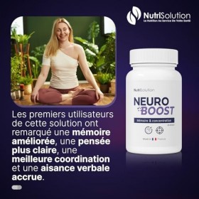 Neuro Boost par Nutrisolution - Boost Cognitif & Énergie, Vitamines B, Ginkgo Biloba, Bacopa, Acide Alpha Lipoïque, Végétalie...