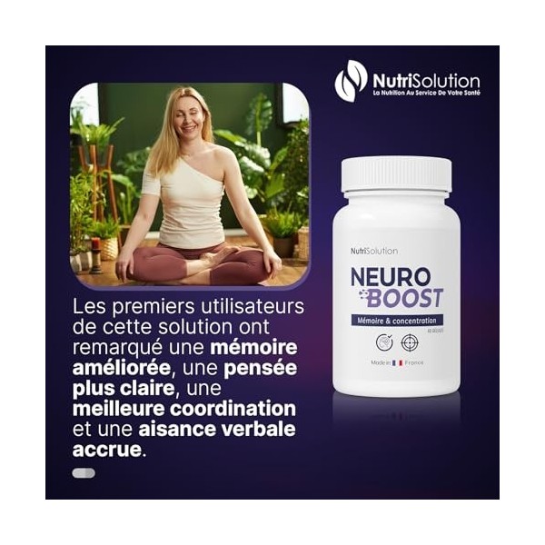 Neuro Boost par Nutrisolution - Boost Cognitif & Énergie, Vitamines B, Ginkgo Biloba, Bacopa, Acide Alpha Lipoïque, Végétalie...