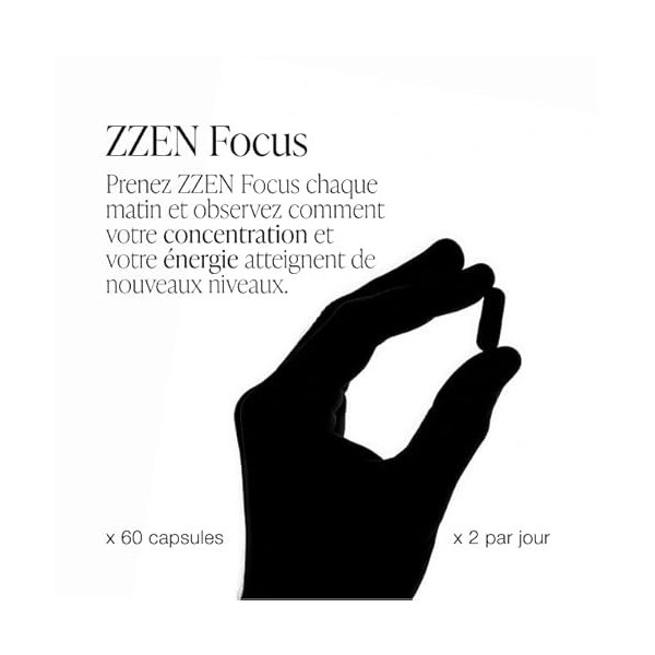 ZZEN FOCUS Nootropique Memoire et Concentration Performance Cognitive – Cafeine, L Theanine, Bacopa Monnieri, Ginko Biloba, R...