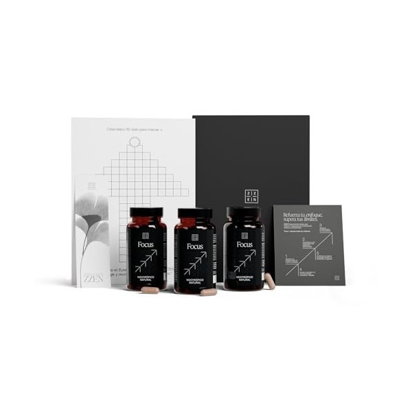 ZZEN FOCUS Nootropique Memoire et Concentration Performance Cognitive – Cafeine, L Theanine, Bacopa Monnieri, Ginko Biloba, R...