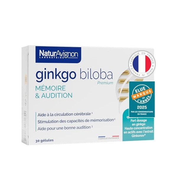 NaturAvignon | Ginkgo biloba | mémoire | concentration I audition I complément alimentaire | fort dosage I vitamine B5 | 30 j