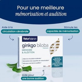 NaturAvignon | Ginkgo biloba | mémoire | concentration I audition I complément alimentaire | fort dosage I vitamine B5 | 30 j
