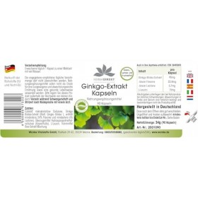 Extrait de Ginkgo Biloba 95mg - 90 Gélules - Végétarien | Herba Direkt - Qualité des pharmacies allemandes