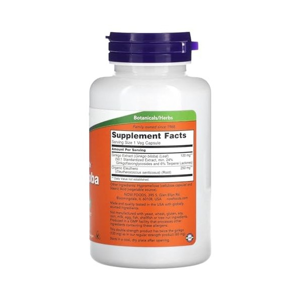 Ginkgo Biloba Double Strength, 120mg - 100 vcaps Ginkgo biloba