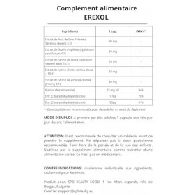 ErexoI – Complexe Naturel d’Extraits de Plantes et de Maca – Avec Niacine, Zinc & Sélénium – Complément Alimentaire – 60 Gélu...