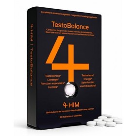 4 HIM TestoBalance - Énergie et Fonction Musculaire - avec Zinc, L-Arginine, Ginseng et Fenugrec - 60 Comprimés Végétaliens
