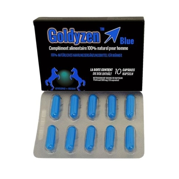 Goldyzen Blue - Compléments alimentaires à base de plantes pour hommes, Au complexe Ginseng & Reishi - Blister de 10 gélules