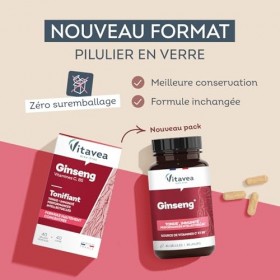 Vitavea Bien-être – Ginseng, Vitamine C & B5 – Complément alimentaire Vitalité & Tonus – Réduction de la fatigue – Vitamine B