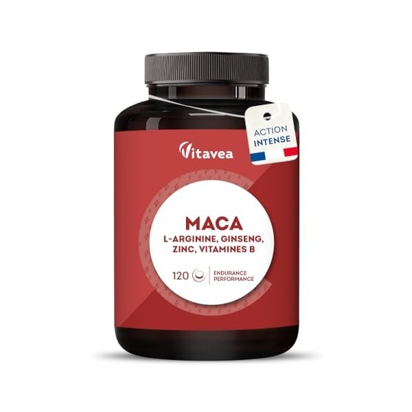 Booster Puissant Performances Masculines - Maca Ginseng - Vigueur, Energie, Endurance, Musculation - 6 Actifs Puissants - L-A