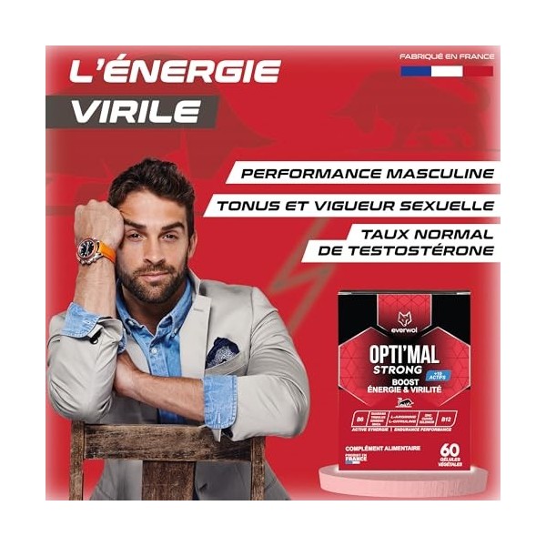 OPTIMAL STRONG – Complément Alimentaire Homme – Énergie & Vitalité – Ginseng, Maca, Guarana, Zinc & Vitamines – Soutien de l