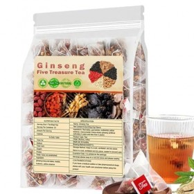 Thé au ginseng Cinq Trésors, 20 sachets de ginseng, Cinq tisanes bio, pour femmes et hommes A-1pac Ginseng