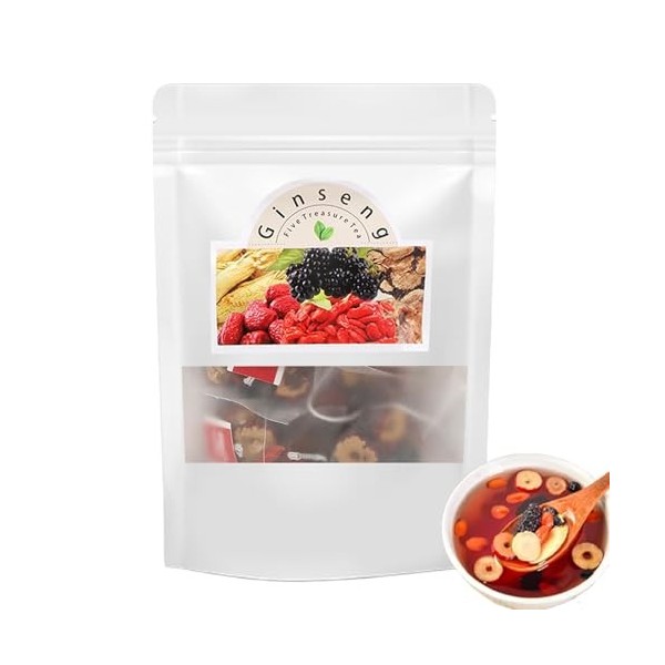 Thé au ginseng Cinq Trésors, 20 sachets de ginseng, Cinq tisanes bio, pour femmes et hommes A-1pac Ginseng