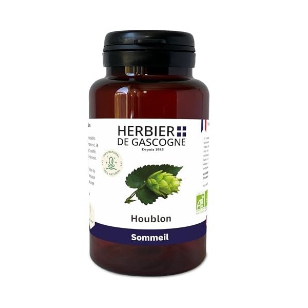 Houblon BIO | 200 gélules | Sommeil & Relaxation | 250 mg dosage 100% naturel sans additif et non comprimé | LHERBIER DE GAS