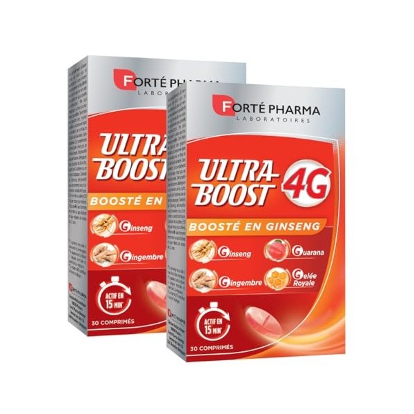 Forté Pharma - Ultra Boost 4G | Booster dEnergie - Anti-Fatigue | Giseng - Guarana - Gelée Royale - Gingembre | Complément A