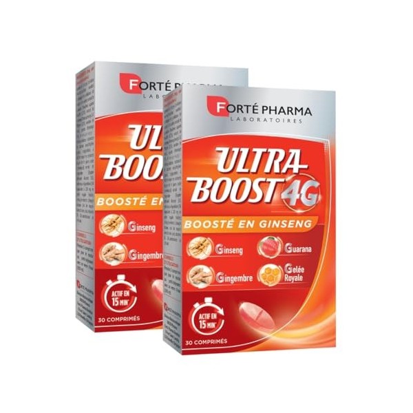 Forté Pharma - Ultra Boost 4G | Booster dEnergie - Anti-Fatigue | Giseng - Guarana - Gelée Royale - Gingembre | Complément A