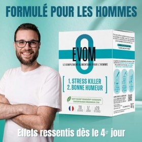 EVOM Stress Killer Bonne Humeur - Complément Alimentaire Anti-Stress Hommes, Soutien émotionnel & Clarté mentale, Rhodiola, S