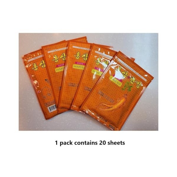 HIMENA Lot de 2 paquets de 40 patchs à base de ginseng rouge pour genoux, articulations, cou, dos, muscles, épaules