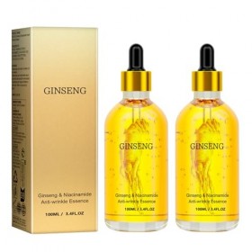 Lot de 2 sérums anti-âge pour le visage au ginseng, essence de ginseng, sérum au ginseng, réduit les ridules, lisse le visage