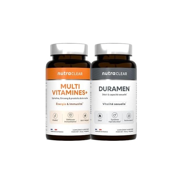 Nutraclear | Pack Virilité - Duramen, Multivitamines | Compléments alimentaires pour hommes : multivitamines, maca, tribulus,