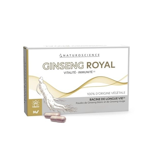 Naturoscience - Ginseng Royal - Complément Alimentaire Immunité et Vitalité - 100% Naturel - Pure Poudre de Ginseng Blanc et