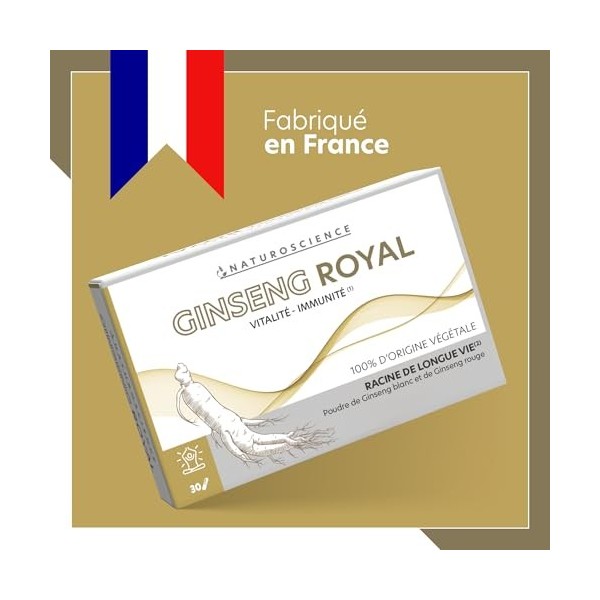 Naturoscience - Ginseng Royal - Complément Alimentaire Immunité et Vitalité - 100% Naturel - Pure Poudre de Ginseng Blanc et