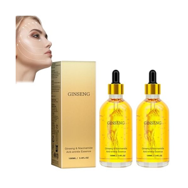 2PCS Ginseng Face Serum, Moisturizing Essence, Anti-Aging Essence, Anti Aging Serum for Women, Firms Loose Skin and Reduces F