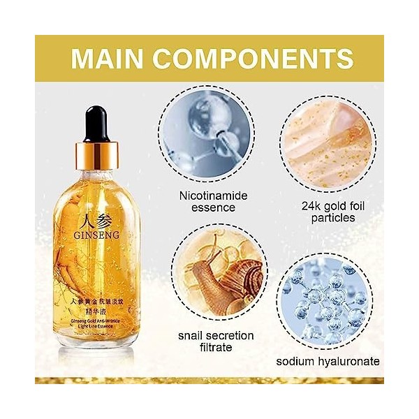 Essence de ginseng, sérum anti-rides au ginseng, polypeptide anti-âge, réduit les ridules, lisse le visage, hydrate la peau, 
