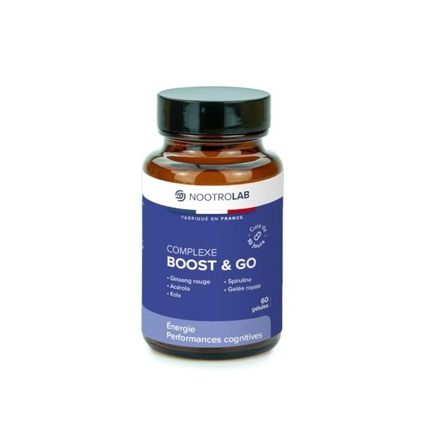 Complexe Boost & Go – Ginseng Rouge, Acérola Vitamine C, Kola, Spiruline & Gelée Royale – Énergie & Performances Cognitives –