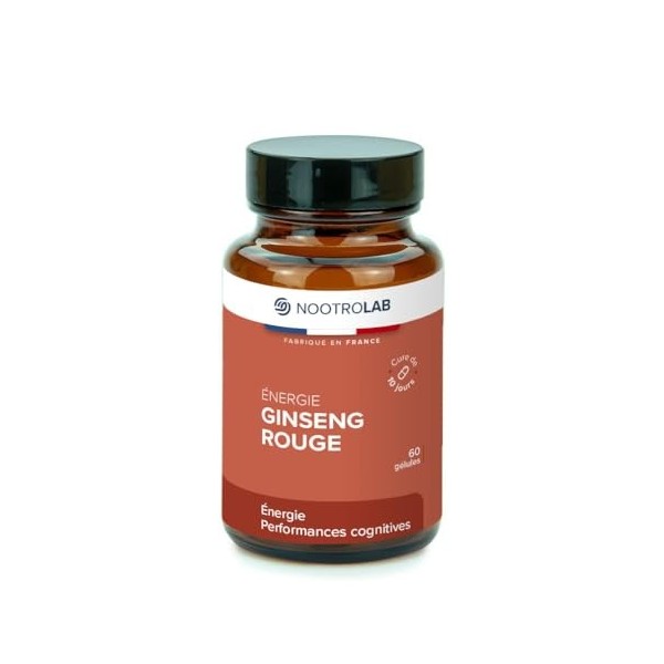 Ginseng Rouge – Vitalité, Énergie & Endurance – Plante Adaptogène – Racine de Panax ginseng - 60 Gélules Végétales – Nootrola