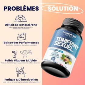 Honeylove Tonifiant Sexuel Homme | Énergie, Vitalité & Performance | 90 Gélules Vegan | Maca, Ginseng, Tribulus, Citrulline
