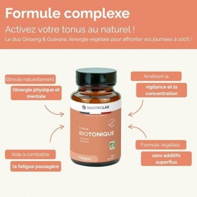 Biotonique – Complément Anti-Fatigue Naturel – Ginseng & Guarana – Énergie, Tonus, Vitalité Physique & Mentale – Cure 30 Jour