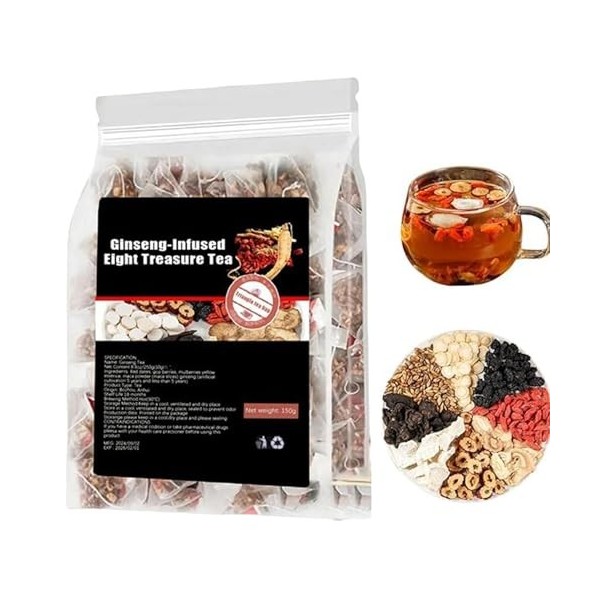 30 sachets de ginseng bio aux huit trésors pour les reins - Ginseng et mûrier - Pour les reins - Pour hommes et femmes 1Pcs/ ...