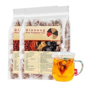 Ginseng Five Treasures Tea Kidney Tea - Organic Natural Wubao Tea for Daily Wellness, Traditional Teas Bags 2 pack 