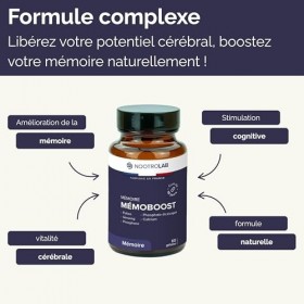 MémoBoost – Complément alimentaire mémoire et vitalité – Ginseng rouge, Pollen & Calcium – 60 gélules – Fabriqué en France