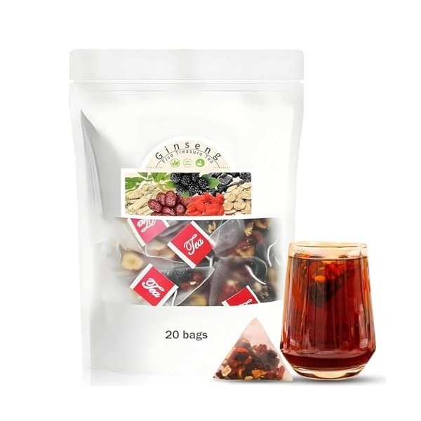 Tisane pour les reins : ginseng aux six trésors, ginseng aux cinq trésors, tisane pour hommes, 20 sachets individuels 1