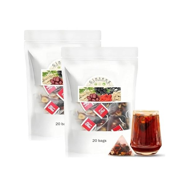 Tisane pour les reins : ginseng aux six trésors, ginseng aux cinq trésors, tisane pour hommes, 20 sachets individuels 2