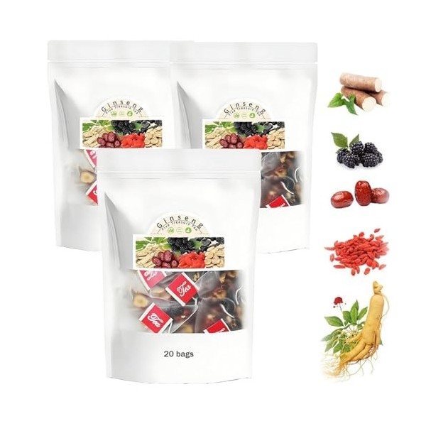 Tisane pour les reins : ginseng aux six trésors, ginseng aux cinq trésors, tisane pour hommes, 20 sachets individuels 3