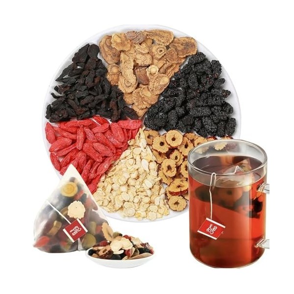 50 Packs/Bag Kidney Tea Formula Ginseng Six Treasure Tea, Wolfberry Chinese Formula for Men and Women