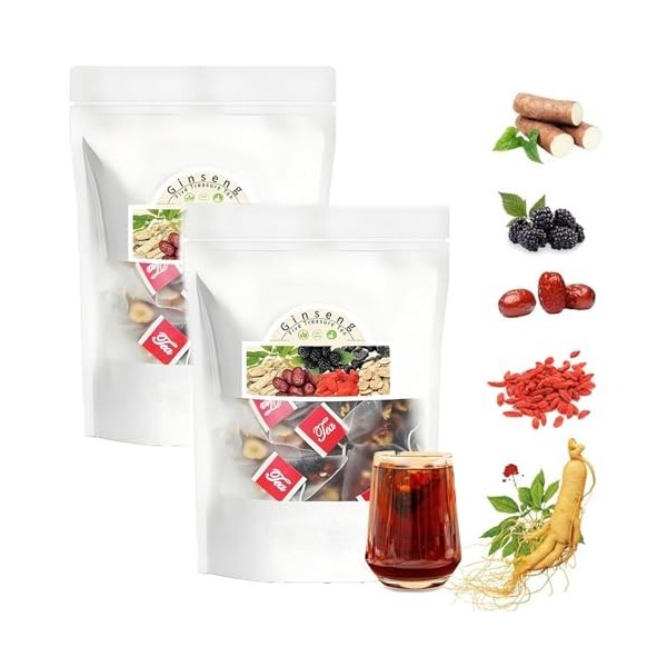 Kidney Tea Formula Ginseng Five Treasure, 20 Bags Ginseng Treasures Tea, Natural and Organic Ingredients 2Set 