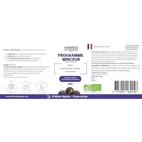 PROGRAMME MINCEUR BIO | 45 jours - 3 phases | 1: Détox, draine & purifie | 2 : Brûleur | 3: Affine & vitalité | 1 gélule par 