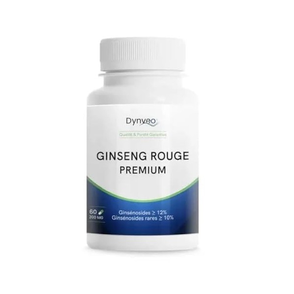 Ginseng Rouge Premium 200 mg - Haute Concentration - Ginsénosides 10% & Ginsans 6% - Vitalité, Énergie, Endurance, Concentrat